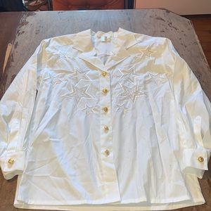 Escada Margaretha Ley Vintage Cotton Stars button down blouse size 36